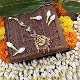 Vriksham Antique Finish Lakshmi Green Pear 1 Gram Gold Maang Tikka-G20344